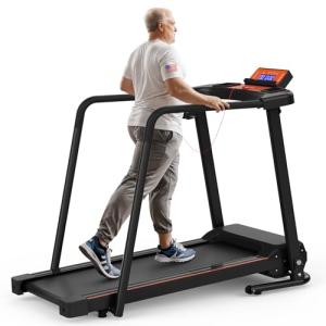 Portable Foldable Treadmill for Seniors with Handrails