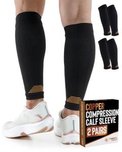 2 Pairs Copper Calf Compression Sleeves for Men