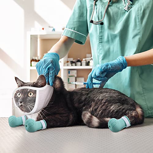 Cat Grooming Set: Muzzle, Boots, Face Guard, and Claw Covers