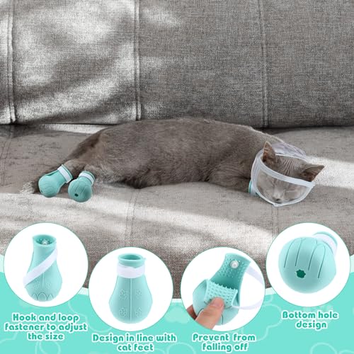 Cat Grooming Set: Muzzle, Boots, Face Guard, and Claw Covers