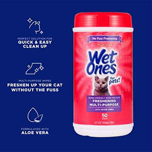 Freshening Multipurpose Wipes for Cats with Aloe Vera