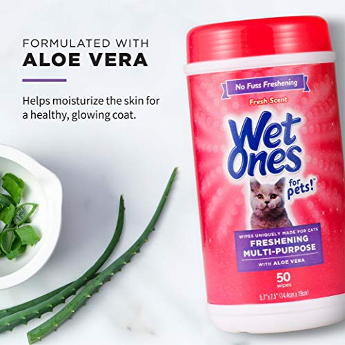 Freshening Multipurpose Wipes for Cats with Aloe Vera