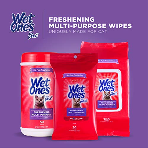 Freshening Multipurpose Wipes for Cats with Aloe Vera