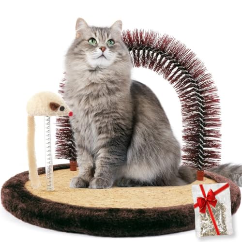 Cat Arch Self Groomer with Scratching Pad and Toy