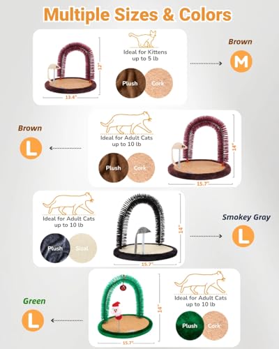 Cat Arch Self Groomer with Scratching Pad and Toy