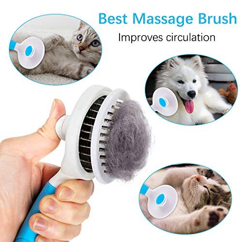 Self Cleaning Cat Grooming Brush - Blue
