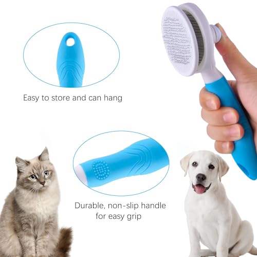 Self Cleaning Cat Grooming Brush - Blue