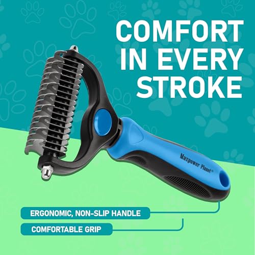 Double-Sided Pet Grooming Brush: Reduce Shedding, Blue