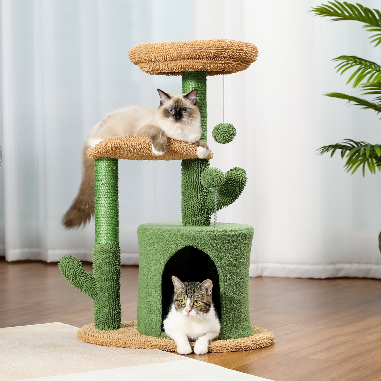 Cactus Cat Tree for Small Cats, Green
