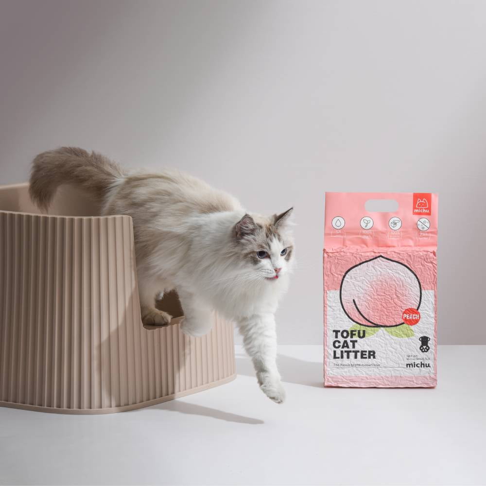 Michu Natural Clumping Tofu Cat Litter (Peach)