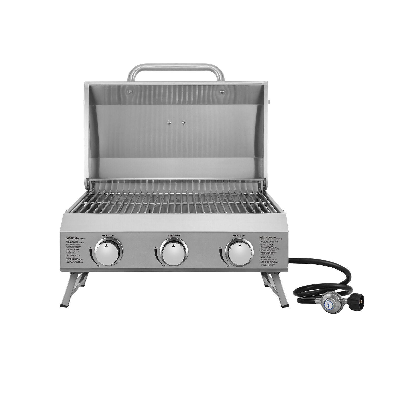 NXR 3-Burner Portable Stainless Steel Camping Grill