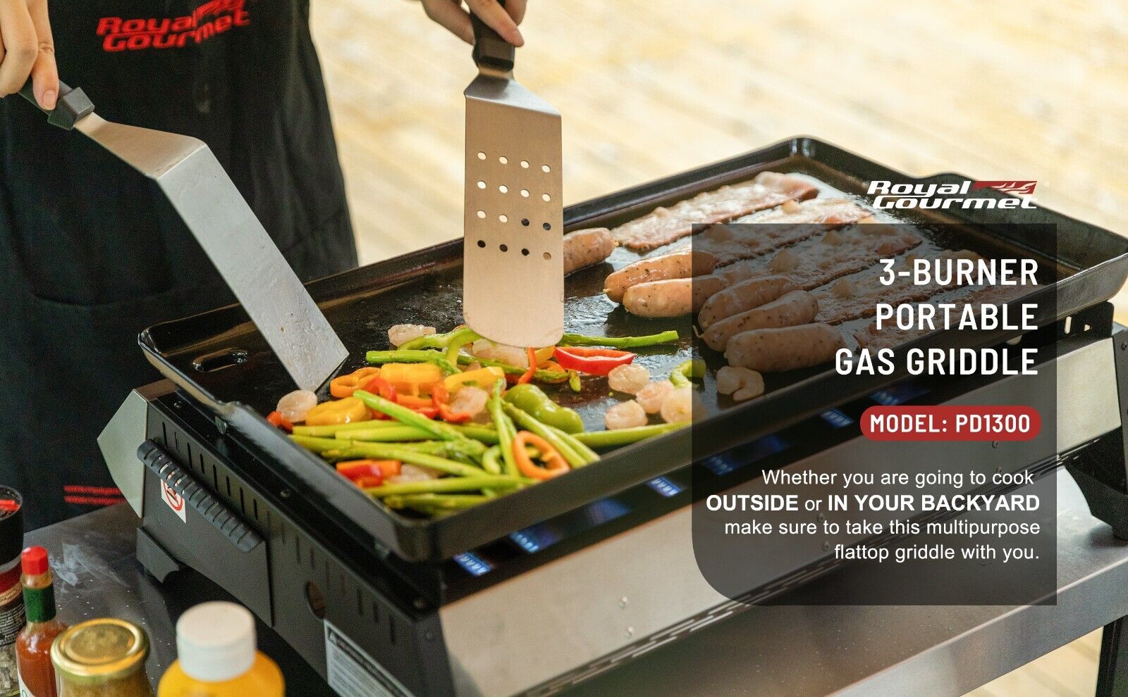 Royal Gourmet 3-Burner Portable Camping Gas Griddle