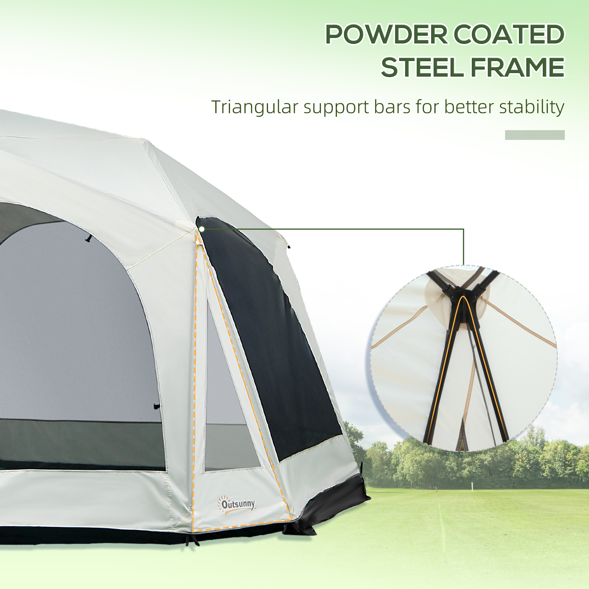 20-Person Camping Tent with Steel Frame, Mesh Windows