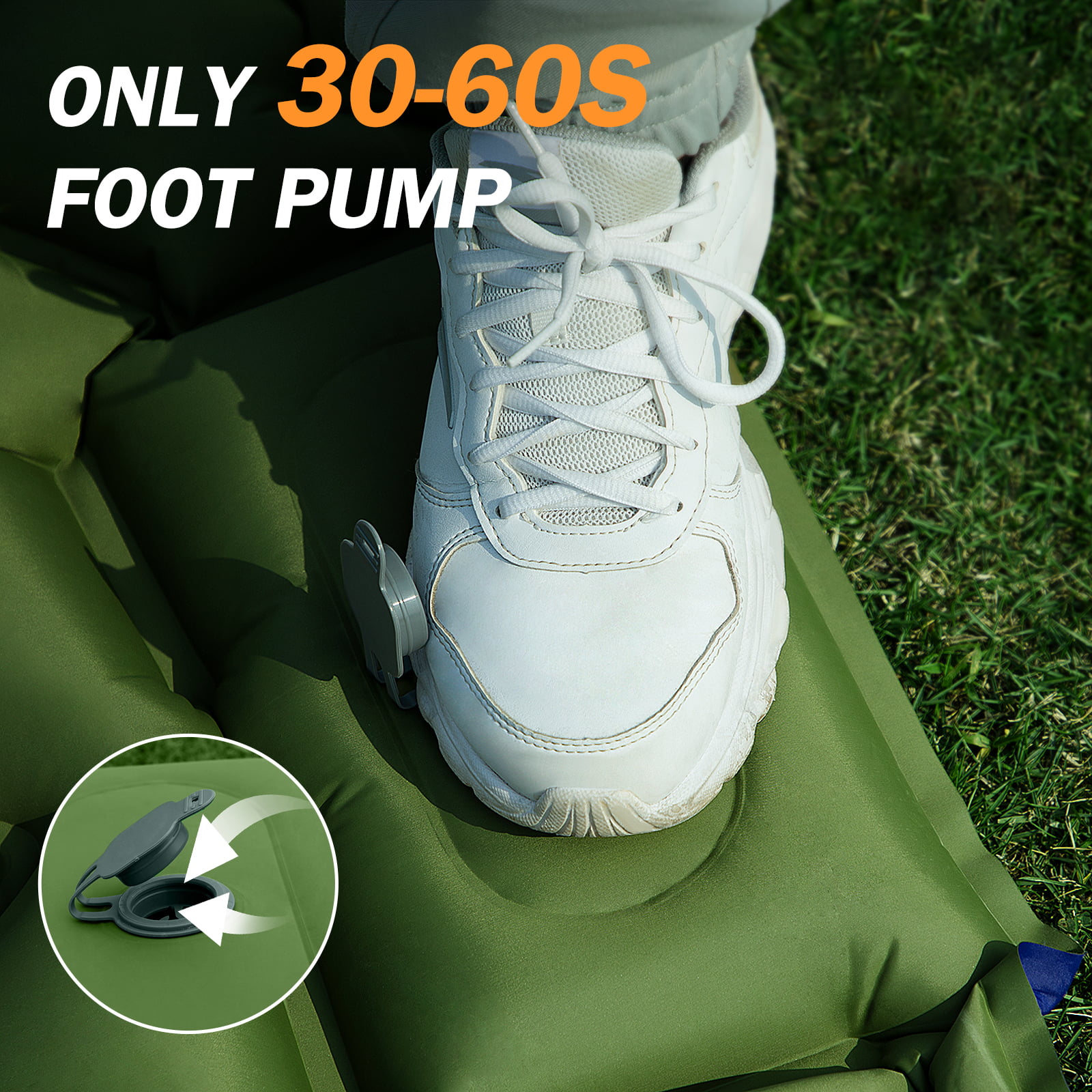 Inflatable Double Sleeping Pad with Pillow for Camping