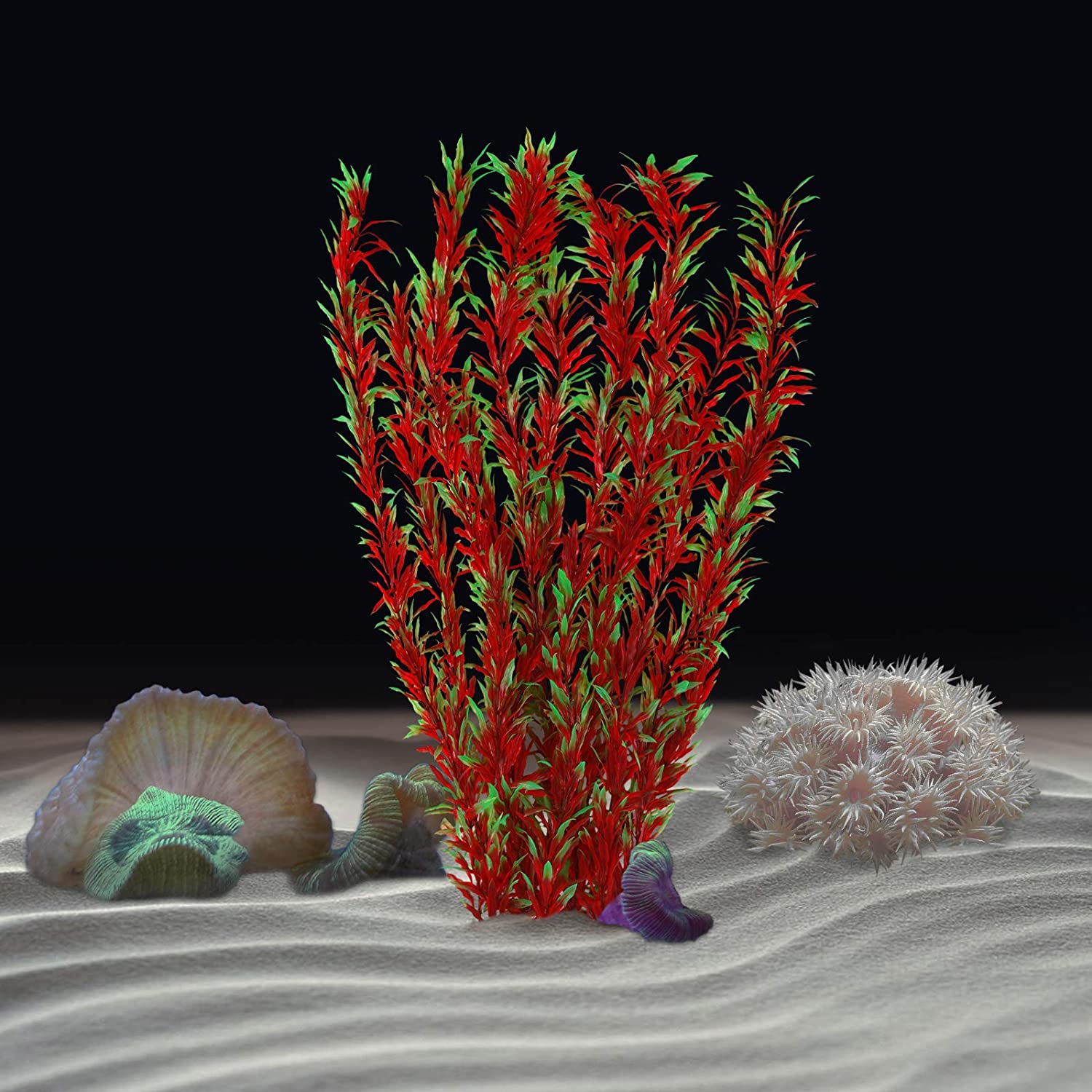 Large Artificial Red Aquarium Plant 21" Tall