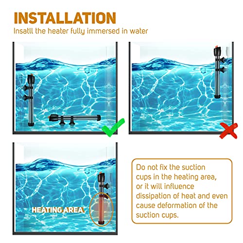 150W Submersible Aquarium Heater with Thermometer