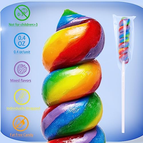 Rainbow Twist Lollipops, Bulk Pack of 30