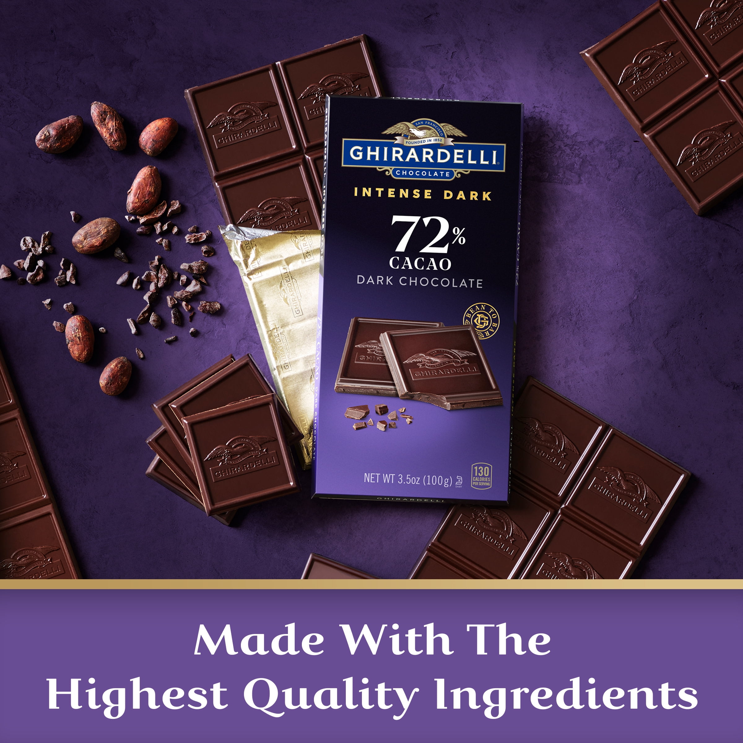 72% Cacao Dark Chocolate Bar by GHIRARDELLI, 3.5 oz