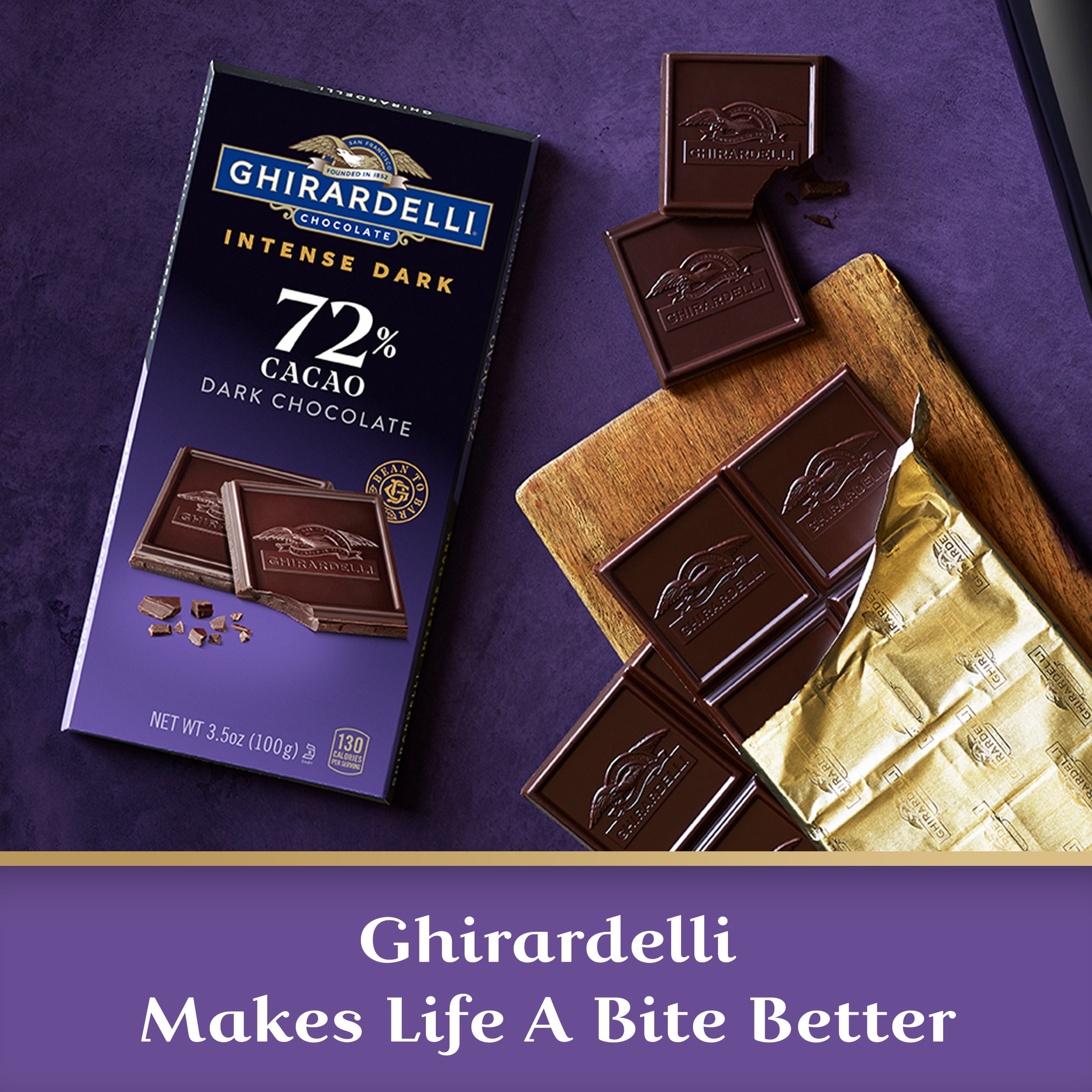 72% Cacao Dark Chocolate Bar by GHIRARDELLI, 3.5 oz