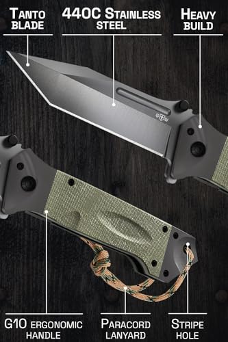 Grand Way Tactical Folding Knife with Tanto Blade