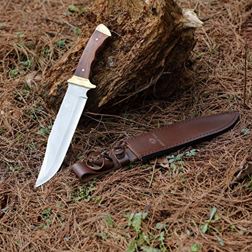 MOSSY OAK 14-Inch Bowie Knife with Leather Sheath