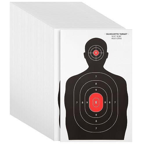50 Pack Paper Shooting Targets with Red Bullseye