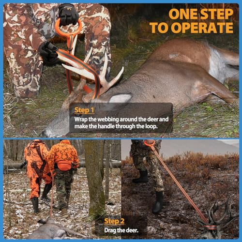 Hunthor Deer Drag Rope with Wider Handle