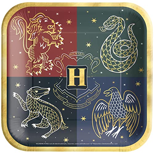 Harry Potter Hogwarts Metallic Paper Party Plates - Pack of 8