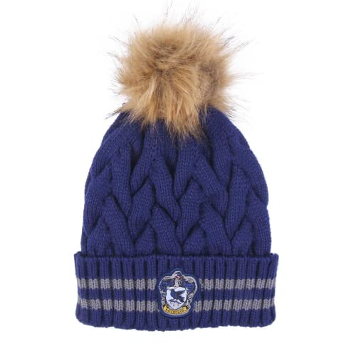Ravenclaw Pom-Pom Knitted Hat - Blue