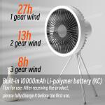 10,000mAh Rechargeable Camping Fan with LED Light