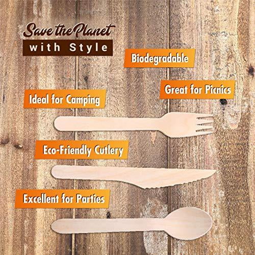 Eco-Friendly Biodegradable Wooden Utensils (Pack of 220)