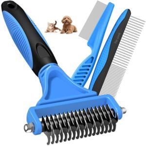 Pet Grooming Set: Rake, Comb, Flea Comb