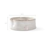 Ribbed White Stoneware Pet Bowl for Medium Dogs