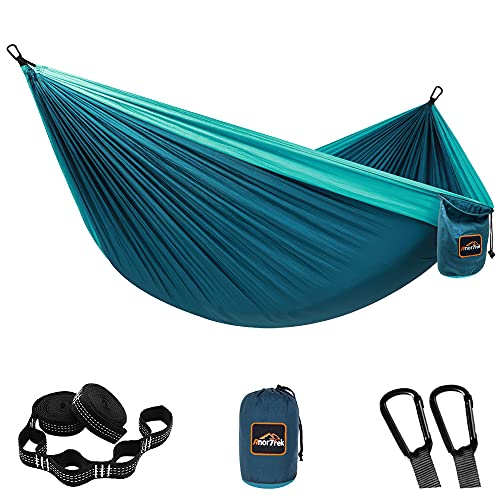 AnorTrek Lightweight Portable Camping Hammock, Blue & Dark Blue