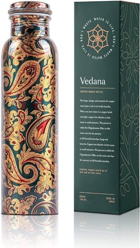 VEDANA Ayurvedic Leak Proof Copper Water Bottle 1L