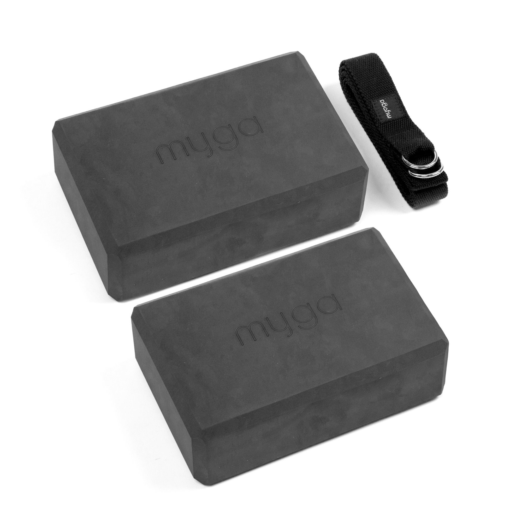 Myga Yoga Block and Strap Set - 2 Foam Bricks