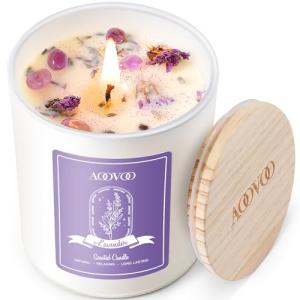Lavender Aromatherapy Candle with Crystals - 10oz