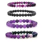 Amethyst and Agate Bracelet Set for Stress Relief