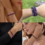 Amethyst and Agate Bracelet Set for Stress Relief