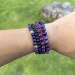 Amethyst and Agate Bracelet Set for Stress Relief