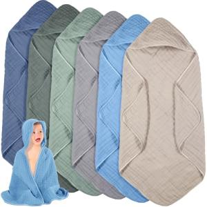 6 Pcs Muslin Hooded Baby Towels for Bathing