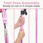 Adjustable Quad Cane for Knee Recovery - Pink