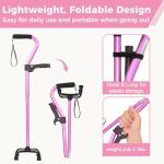 Adjustable Quad Cane for Knee Recovery - Pink