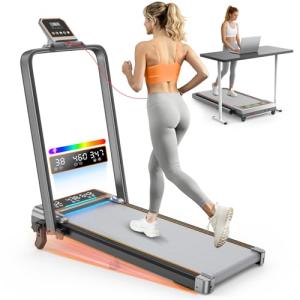 Foldable Walking Pad Treadmill with Dual LED Display