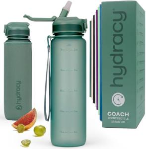 Motivational 1L Water Bottle with Straw & Sleeve