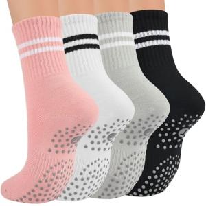 Non-Slip Pilates Socks for Women - 4 Pairs