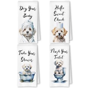 Maltese Dog Hand Towels Set of 4