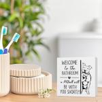 Funny Pit Bull Bathroom Wooden Box Sign