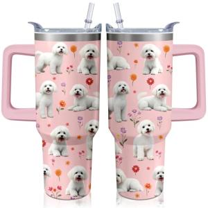 Cute Dog Tumbler with Straw and Handle