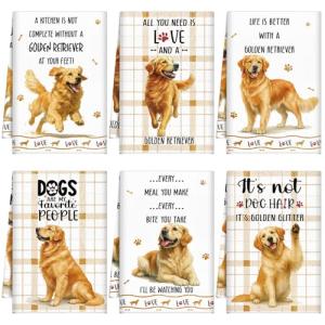 Funny Golden Retriever Kitchen Towels - 6 Pcs Set